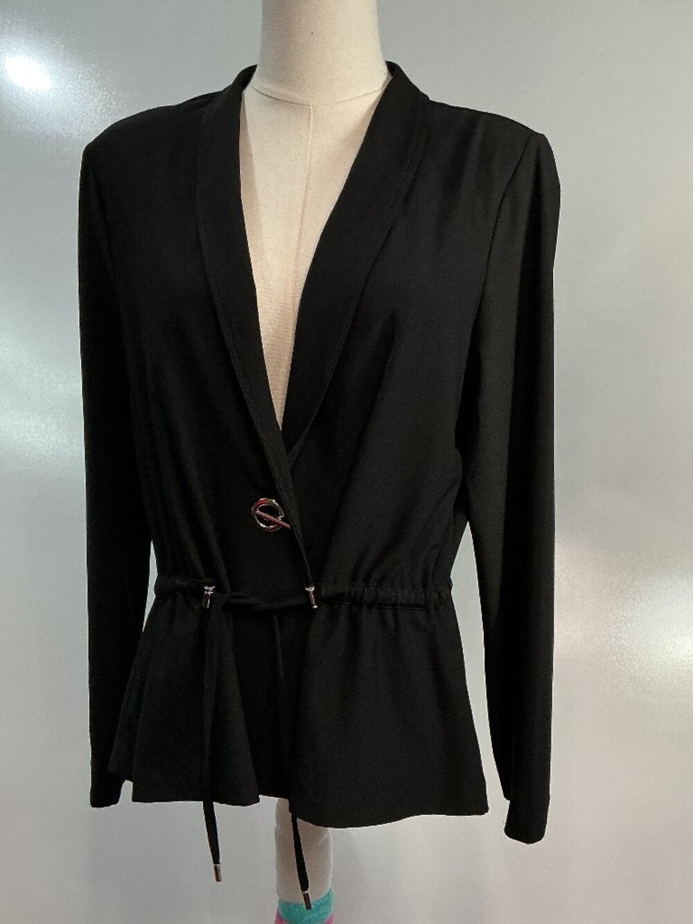 WynneLayers MarlaWynne Drapey Twill Drawstring Jacket Black M - Picture 2 of 12